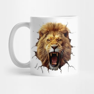 Lion burst through the wall Mug